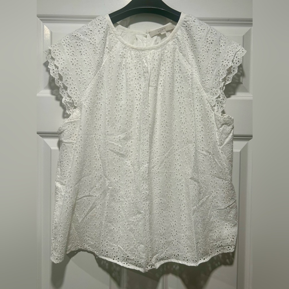 LOFT White Eyelet Lace Blouse